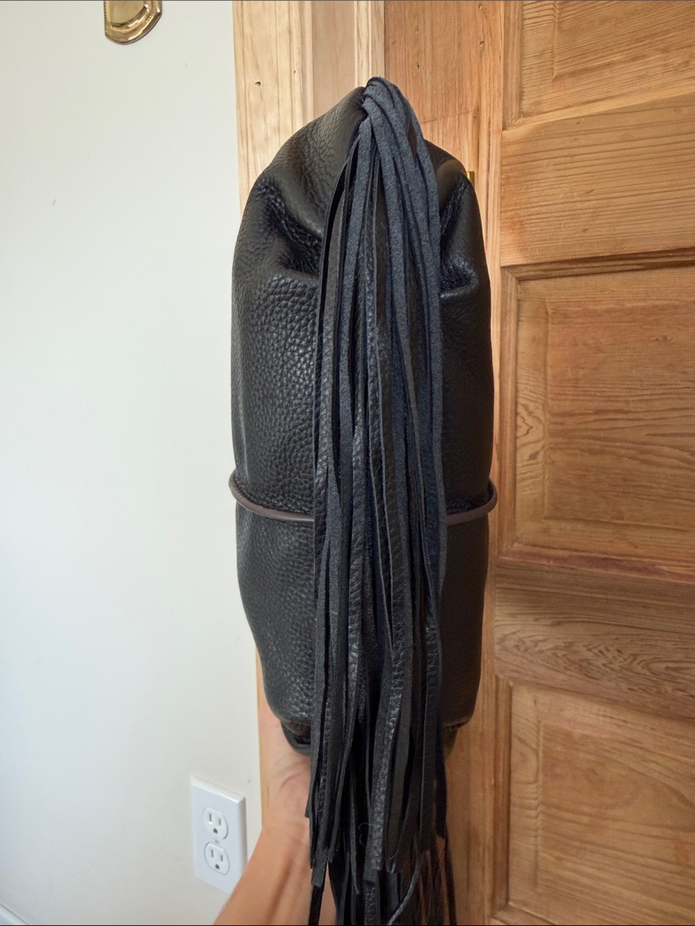 G.I.L.I. Black Leather Fringe Hobo Crossbody Bag | NWOT - Picture 6 of 16